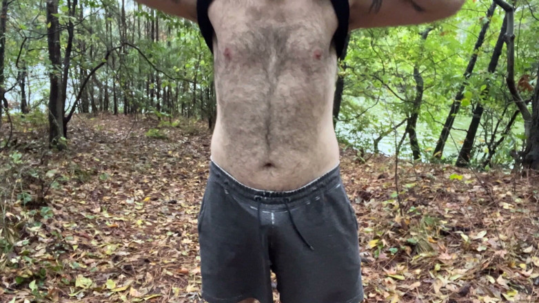 Hairy Wolfe: Handsome Buddy Jerking off by the Lake at His Local...