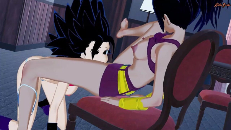 Hentai Smash: Caulifla și Kale mănâncă pe rând pizda - Dragon Ball super lesbian...