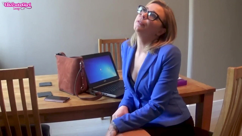 UKCuteGirl Lucy Lauren: Office Slut Seduces Her Boss for a Raise - Shameless Cock...