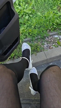 Public Show Stockings and High Heels