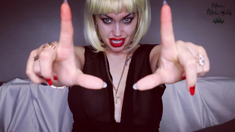Goddess Misha Goldy: You are stupid retard! Worship my middle fingers and loser...