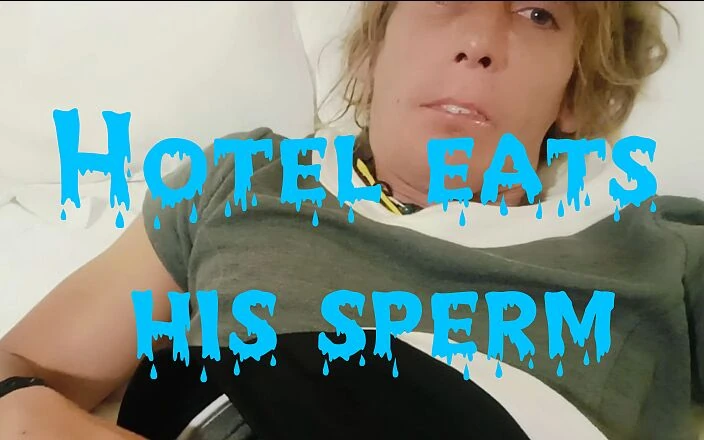 Sperm world: Joven guapo se masturba en un hotel y se come...