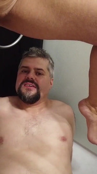 Blonde Chubby Babe Pisses in the Shower Guy in Mouth