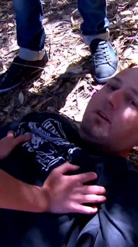 Dulce Chiki blonde with natural tits fucks and gives a blowjob in the woods with Terry Reid