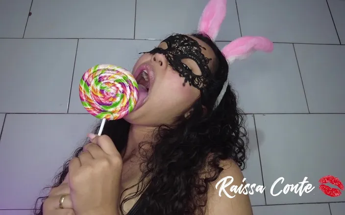 Raissa Conte: Naughty Latina Playing with Her Pussy and Licking Lollipop