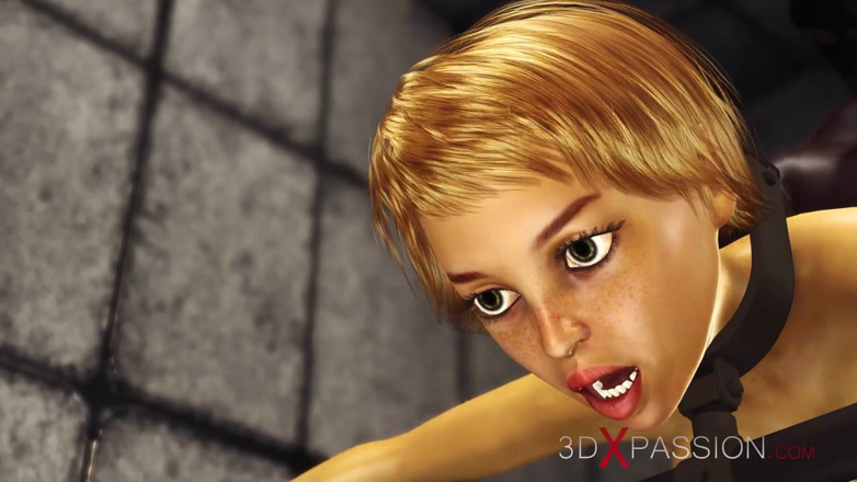 3dxpassion: Cuffed sexy blonde with many boobs gets fucked rough by...