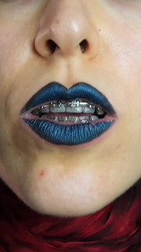 Gothic Dark Blue Lipstick and Glossy Lips