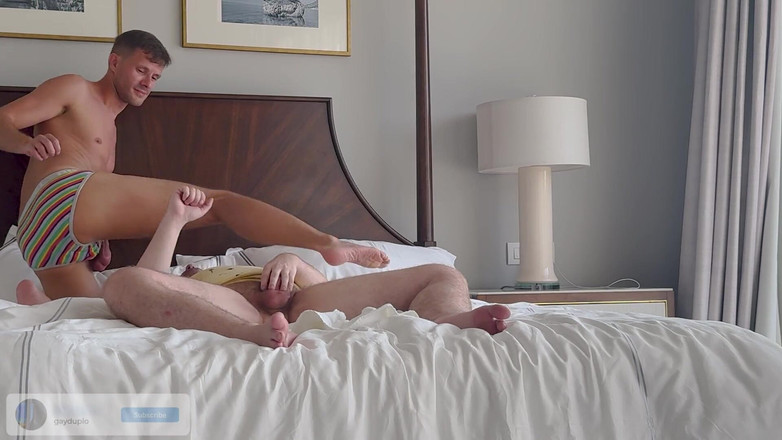 GayDuplo: Couple Flip Flop Bareback Fucking on Vacation in Hotel by...