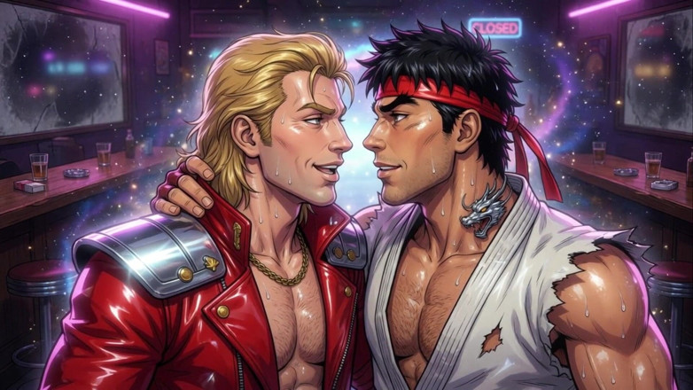 Erotic Man: Ken and Ryu Making Out (ai)