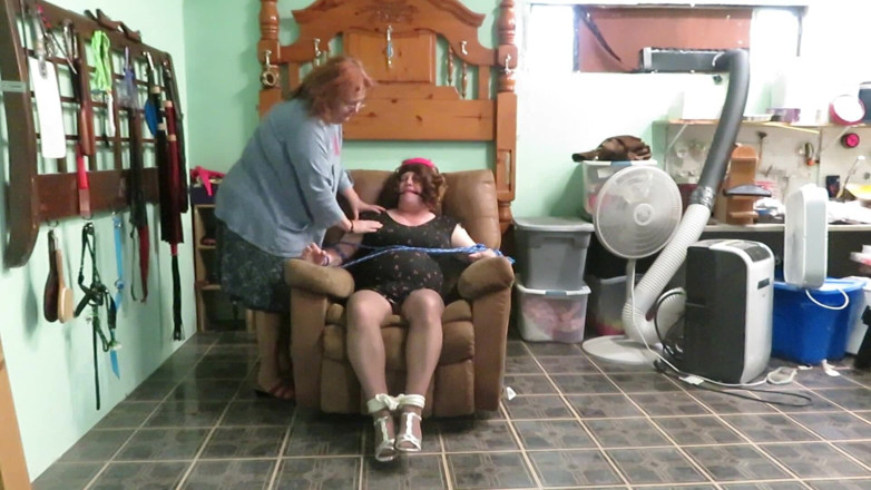 BBW nurse Vicki adventures with friends: Bound and sat on Damsel