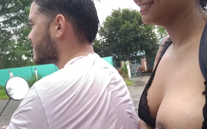 EMY_AND_JONH: Showing My Tits on the Road and Giving Blowjob to...