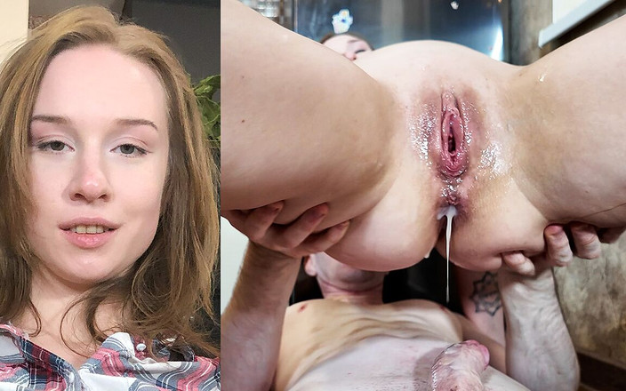 CumRotic: Freundin drückt das sperma aus ihren löchern