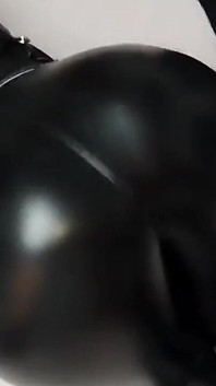 Hot Babe in Tight Leather Pants and Leather Jacket Gets a Cum Blast on Her Ass