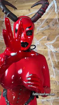 Latex Devil Miss Fetilicious Is Ready for Halloween