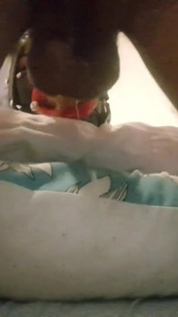 Laura throatfucked with a big lips gag has to swallow a huge load of cum