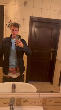 Swinging Big Dick in Bathroom