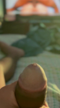 Watching Porn and Pulling the Tip or My Dick with Colored Lights
