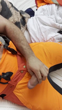 Lumberjack in Hivis Jerks His Huge Cock and Muscle Worship