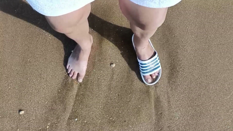 Idmir Sugary: Feet and the Sea Extra Slowmotion - One Foot Barefoot and...