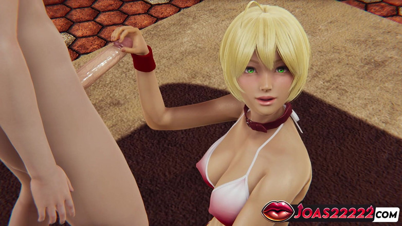 Joas22222: 3D хентай: аниме-девушка-блондинка Mito Iхуни - дрочка для большого хуя, грязный минет с сенсационными стонами