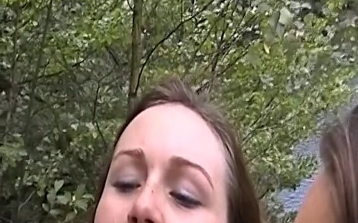 German Threesome: German Teens Sucking Cock in Outdoor Blowjob