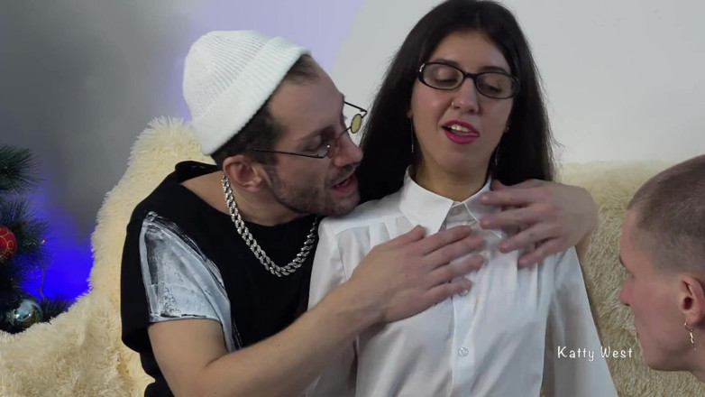 Katty West: Cuckold Licks and Cleans Pussy of His Wife's Cum After...