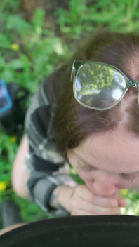 Outdoor Fun with Nerdy Girl in Glasses