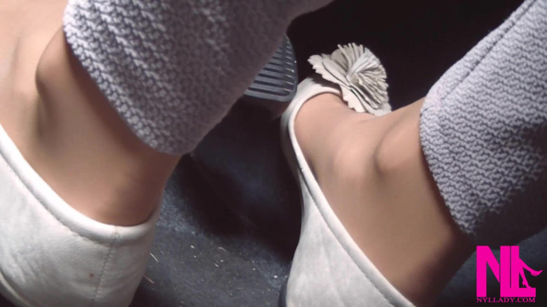 Nyllady: Soft Revving and Delicate Pedal Pumping in Beige Flats on...