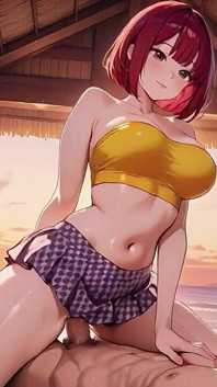 Kamu nggak akan pernah menebak seberapa dalam cewek hentai rambut merah ini saat matahari terbenam