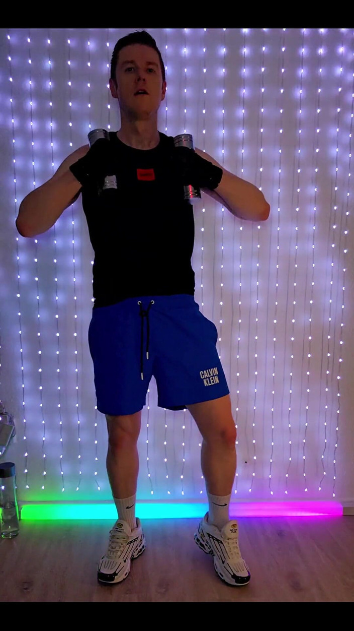 Roman Heart: Fitness Workout in Blue Ck Shorts