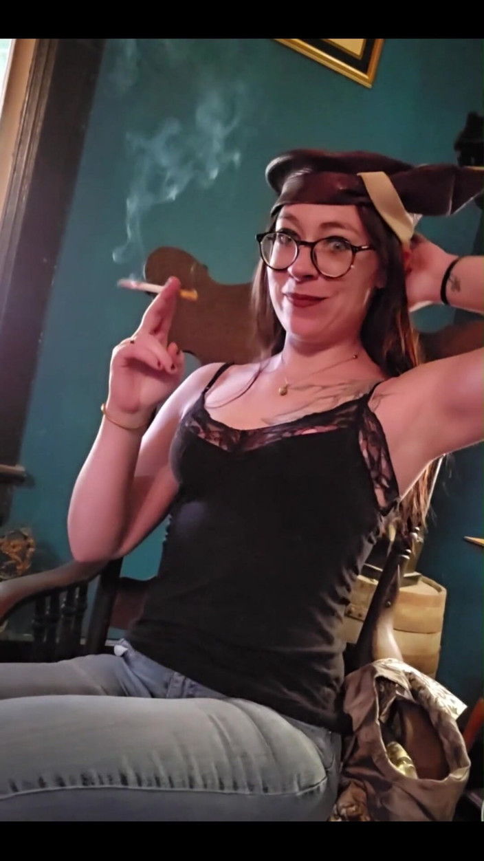 MistressThrope: Super Awesome 1920's Hat, Vest, Jeans. and a Cigarette.