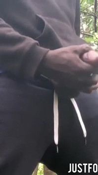 Jerking off Until Shot Thick Loads in the Forest