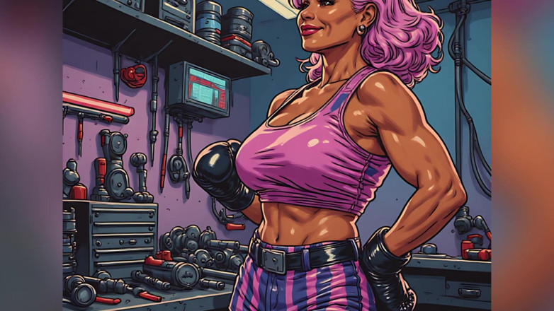 AI Porn: Beautiful Fit Pink-haired Babes Art