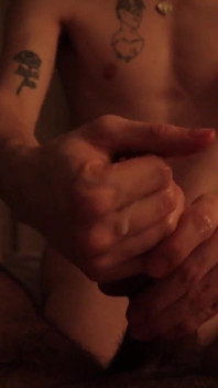POV Hot Skinny Twink Giving His Bear Stepdaddy Boyfriend Slow Sensitive Handjob with Post Cum Play