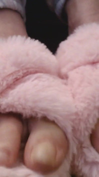 Toe Wiggling Pink Fuzzy Slippers