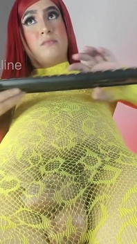Colombian Shemale Fat White Cock Shows off Alone