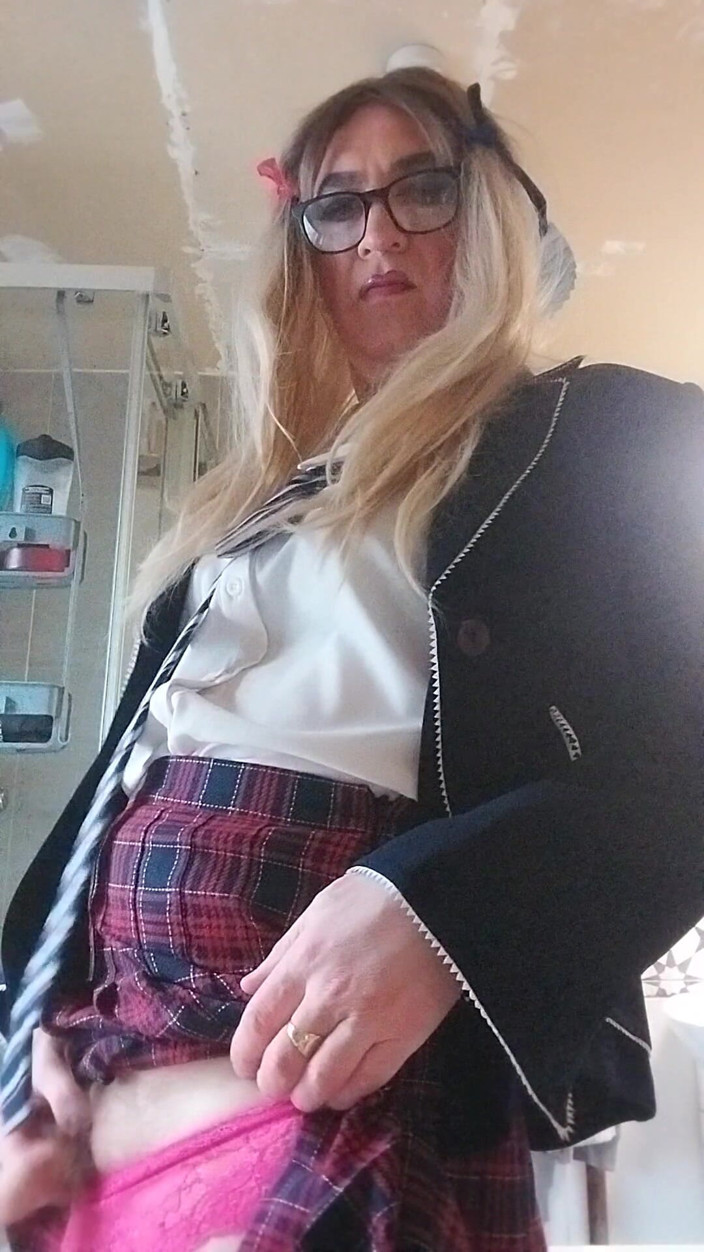 Cindy Belfast: Horny Sissy in Uniform Loves Her Precum