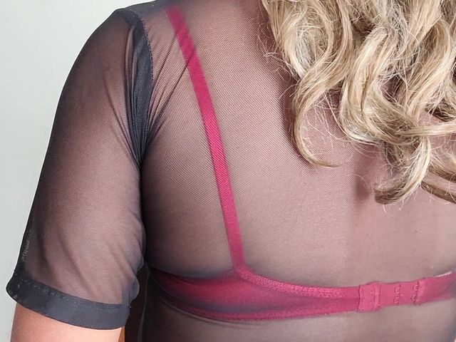 Red Bra and Black Seethrough Blouse (Only bras)