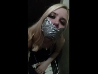 Selfgags classic: Kinky Night Out: Self-Gagged In Club Toilets!