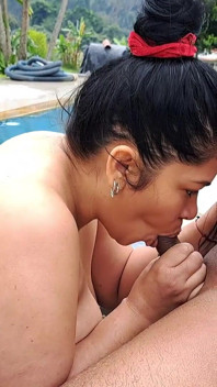 My Stepmom Rides My Cock in the Pool