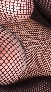 Black Fishnets & Pink Crotchless Pantyhose