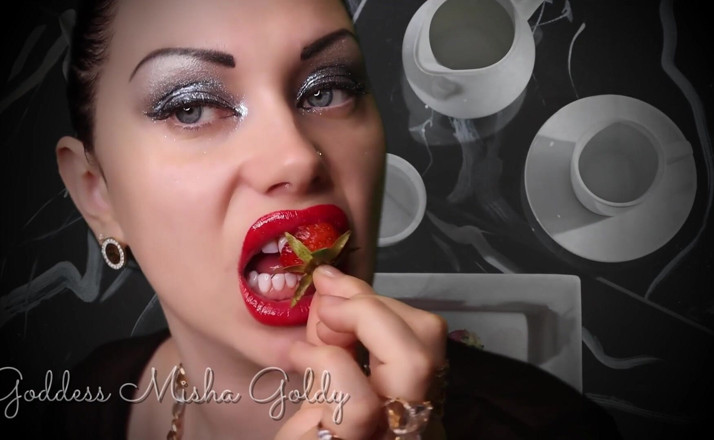 Goddess Misha Goldy: Seduzione di lipsberry! Adorate, sega e sborrate! JOI