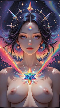무지개 프리즘 스파이크 우주 판타지 Ai 아트 슬라이드 쇼와 공허 폭풍의 그림자 오라클