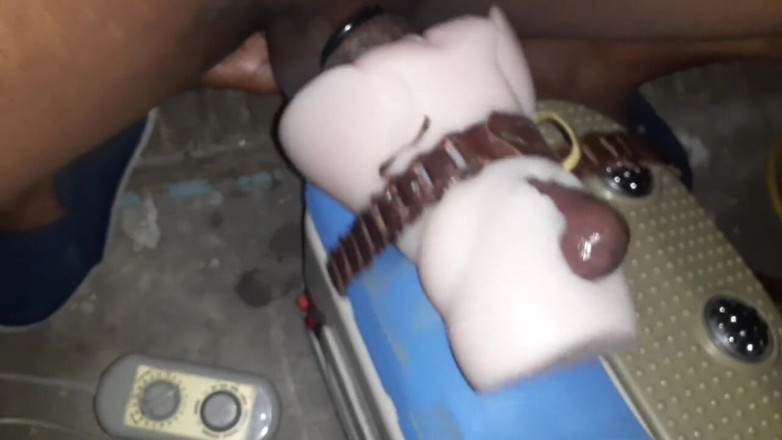 Batbunz: Big Cumshot From Pocket Pussy Machine