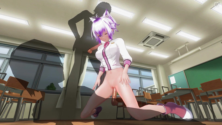 H3DC: 3D HENTAI Universitária chupa e cavalga o pau da amiga