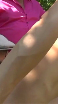 Milf gangbanged with two old perverts outdoor