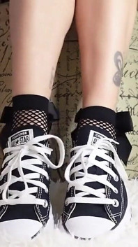 My Feet Are Tiny and Adorable in Converse, Especially with These Ankle Fishnet Socks with a Big Bow.