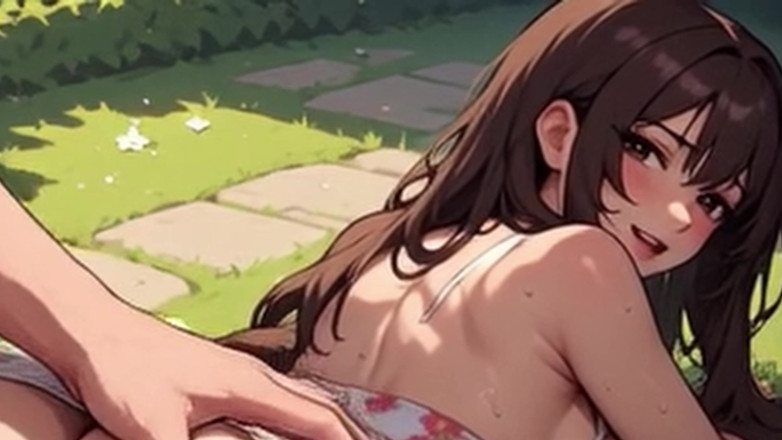 Aiwaifuloops: Waifu Garden Lady POV - trosor åt sidan penetration &amp;bänk närbild knullar