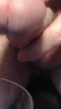 Close up of My Big Cock Head Cumming in a Glass
