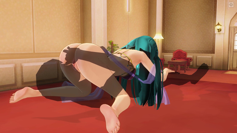 H3DC: 3D Hentai blue hair girl fucks in 69 position
